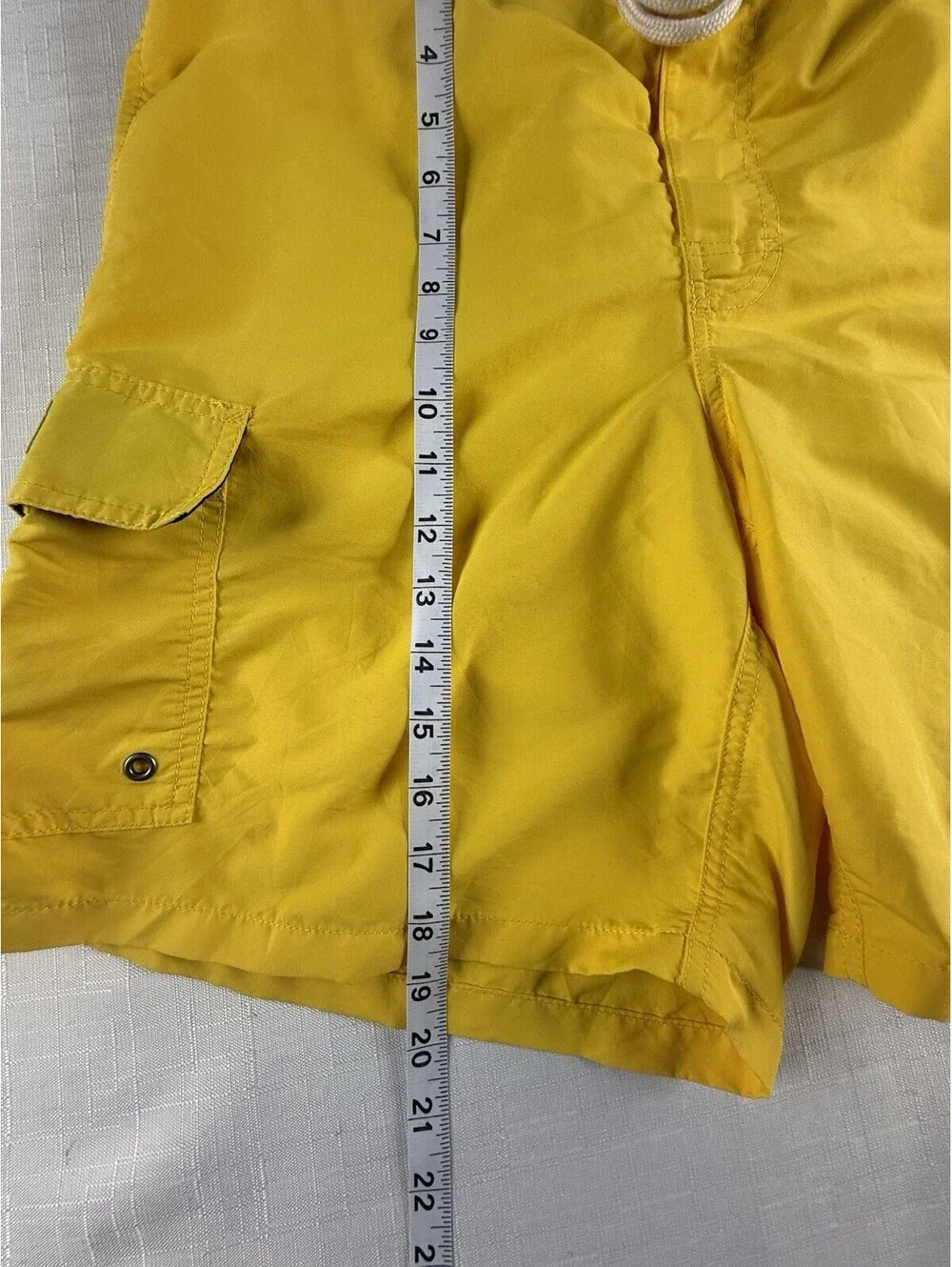 Polo Ralph Lauren Traveler Swim Trunks Mens L Yellow Cargo Pocket Pony Nylon
